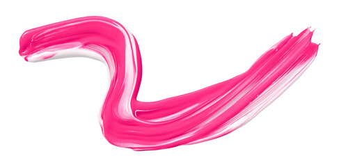 Shiny pink liquid brush stroke isolated on transparent background