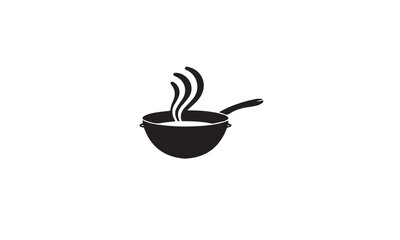 cooking frying pan black logo design vector icon white background