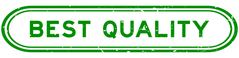 Grunge green best quality word rubber seal stamp on white background