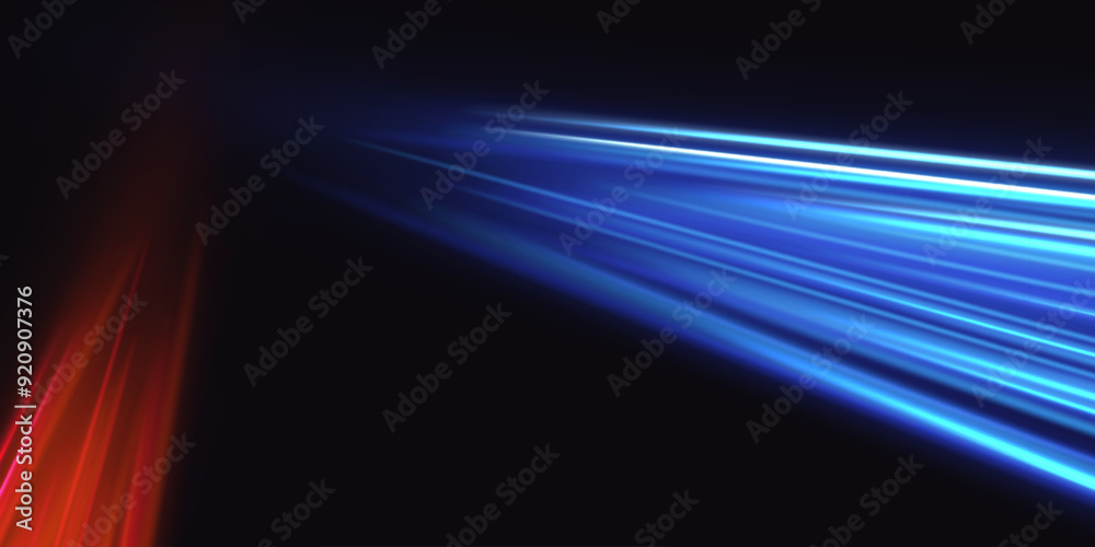 Poster Big data traffic visualization, dynamic high speed data streaming traffic. Vector glitter light fire flare trace. Speed of light in galaxy. Neon light, electric light, light effect.