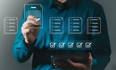 Business Online Survey Idea Checklist, Effective Document Forms, Project Management, Evaluation, Auditing, ISO Quality Control, Check Mark Standards