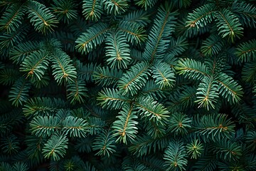 Evergreen Pine Tree Branches Close-up - Perfect for Holiday or Environmental Designs