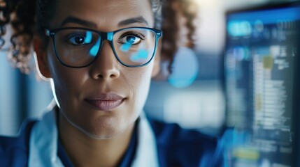  Bank IT specialist ensuring cybersecurity measures on office computers 