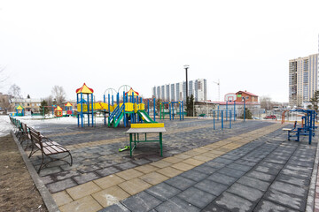 children's playground on the territory of an apartment building