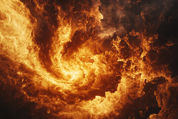 A mesmerizing swirl of fire and smoke dances in a chaotic vortex, igniting the imagination and evoking raw energy and power.