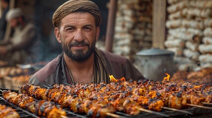 Afghan Man Selling Kebabs
