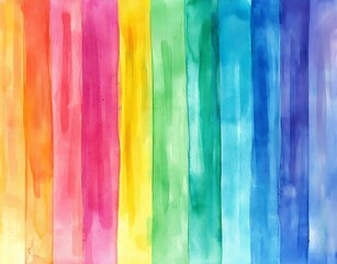 Abstract watercolor rainbow background with vertical stripes.
