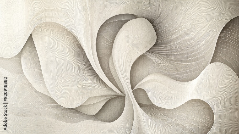 Poster elegant abstract line paper design with intricate, intertwining lines on a subtle background, creati