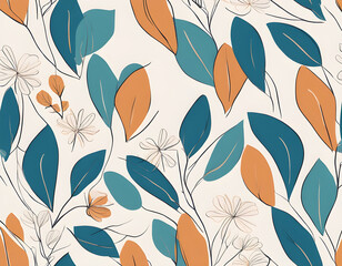 colorful Abstract flower with flowers by one line vector drawing. Portrait minimalistic style background