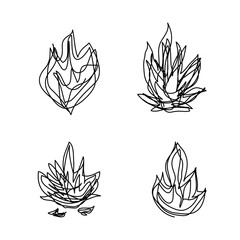 Flame logo icon sign Drawn tangled scribble style Decorative scrapbooking element Doodle abstract creative design Fashion print for clothes greeting invitation card flyer banner poster cover book ad