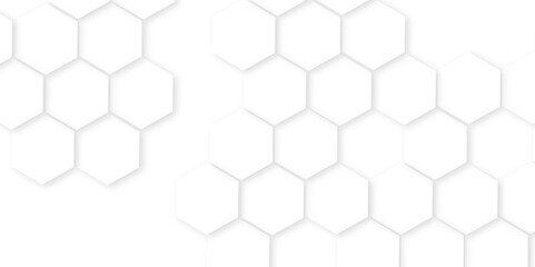 Abstract white hexagon pattern background.Hexagonal grid tile and mosaic structure mess cell.Abstract white hexagon concept background,Abstract white lines background,
