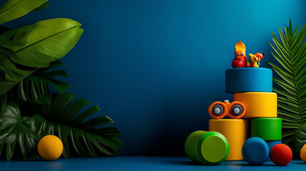 A bright and colorful product photography shot of children's books, promoting learning