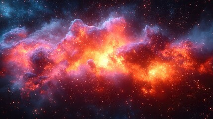 Naklejka premium A chaotic and mesmerizing dance of particles colliding and releasing energy resembling an intricate kaleidoscope.