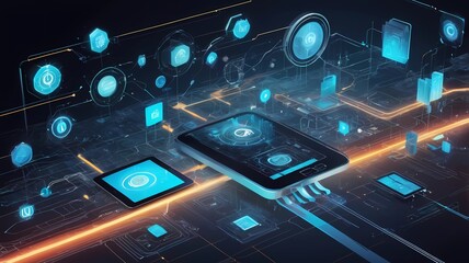 Obraz premium technology digital network background