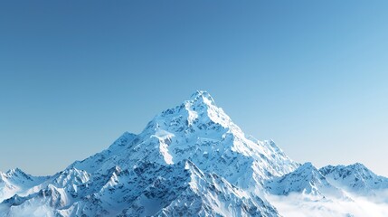 Fototapeta premium Majestic Snow-Capped Mountain Range Under Clear Blue Sky