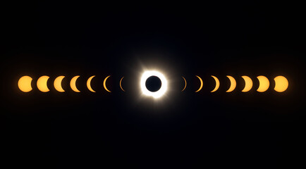 Total Solar Eclipse phases, Dallas 8th April, 2024