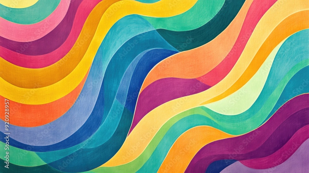 Fototapete Playful abstract line paper background featuring colorful, curving lines and a whimsical pattern, ideal for fun and engaging designs