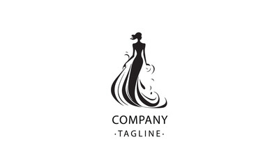 Gala Dress lady fashion vector black logo design white background