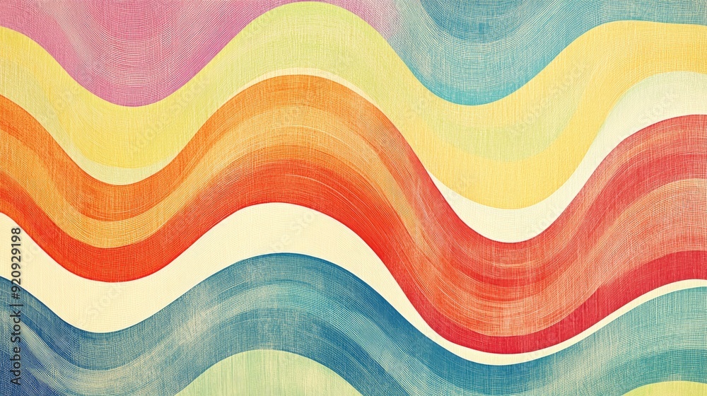 Fototapete Playful abstract line paper background featuring colorful, curving lines and a whimsical pattern, ideal for fun and engaging designs