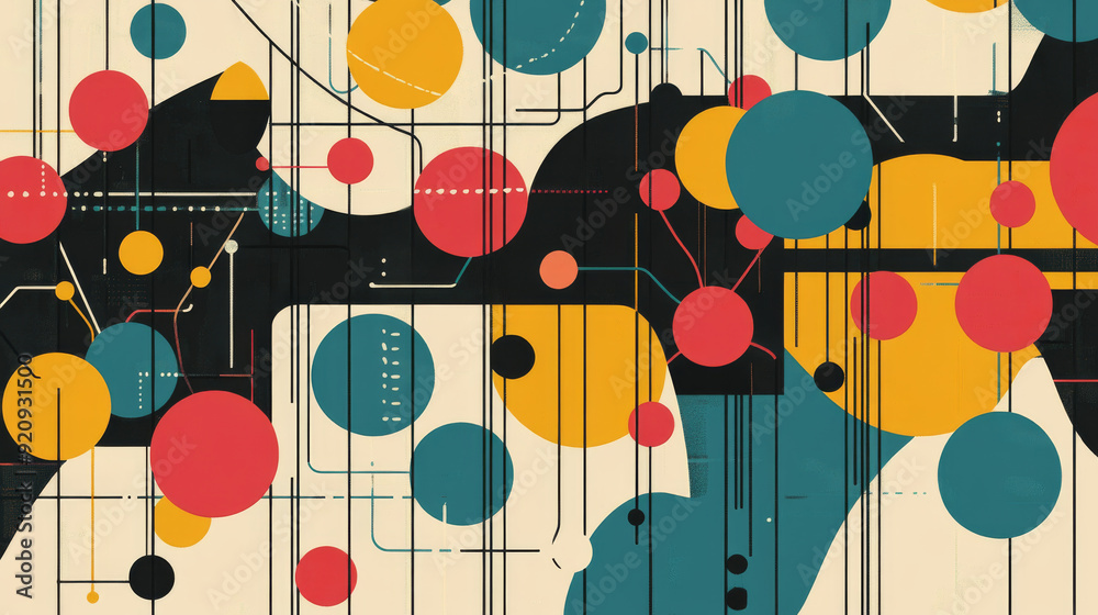 Poster abstract connected lines and dots circuit. simple technology graphic background, vector design repre