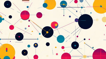 Abstract connected lines and dots circuit. Simple technology graphic background, vector design representing network technology and connections.