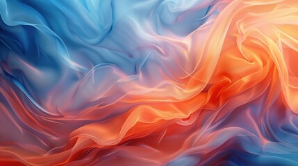 Obraz premium A bright abstract pattern consisting of flowing ribbons in rainbow colors with a prominent peach hue.