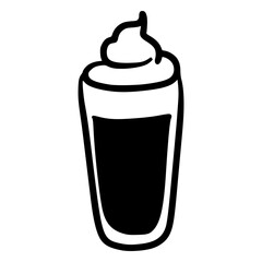 black and white hand drawn minimalist line art black and white coffee cup with whipped cream