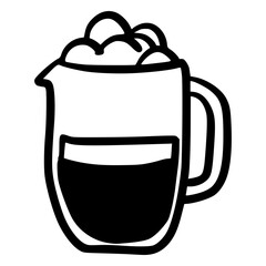 black and white hand drawn minimalist line art black and white coffee cup with whipped cream