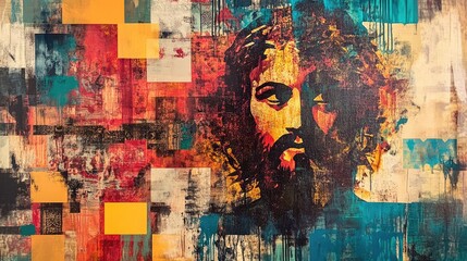 Fototapeta premium Subtle abstract art featuring blended religious icons, creating a harmonious and reflective visual experience