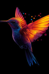 Fototapeta premium Vibrant Hummingbird in a Spectacular Array of Colors and Vector Art Style