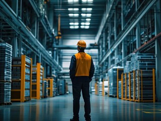 Fototapeta premium Industrial Worker in Factory Interior