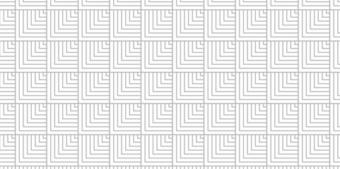 Minimal diamond vector overlapping Pattern geometric square wave line. white and gray color seamless tile stripe geometric create retro square line pattern white background.