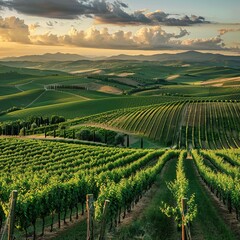 Naklejka premium Rolling Hills and Vineyards of Tuscany, Italy