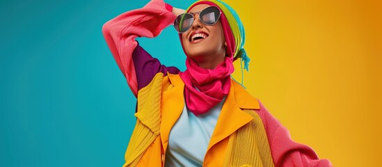 Colorful Fashion Portrait of a Muslim Woman in Sunglasses