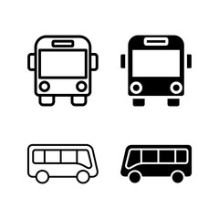 Bus icon set vector for web and mobile app color editable