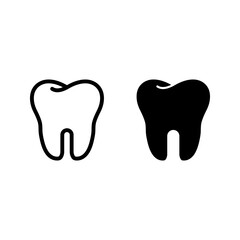  tooth icon set in flat design color editable