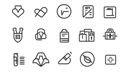 Medical icon set. Includes doctor, medicine, hospital, treatment, healthcare, nurse, pills, clinic, and more. Collection of solid vector icons.