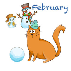 Calendar. Adventures of a red cat. winter, spring, summer, autumn, Holiday, cat, red cat, orange, January, February, March, April, May, June, July, August, September, October, November, December