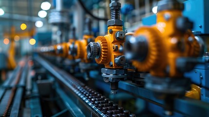 Fototapeta premium Photo of a plastic manufacturing plant showing the manufacturing process in detail --ar 16:9 --style raw --stylize 500 --v 6 Job ID: d977d426-44aa-4f6c-abad-4c4151d3b1ff