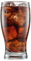 Cold glass of cola drink with ice cubes isolated on white background. File contains clipping path.