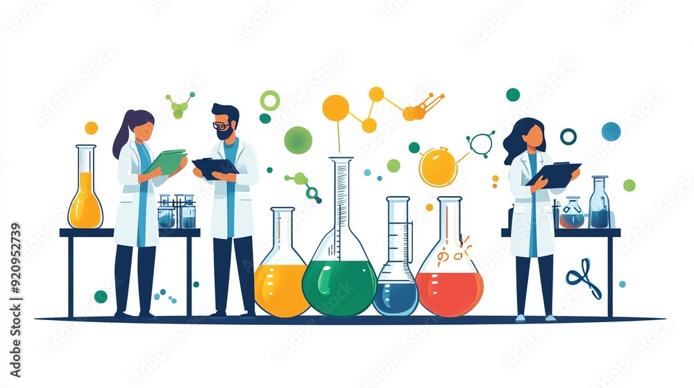 Poster scientists working in a laboratory.