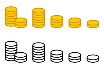 Coins stack icon. Golden coin symbol. Money sign. Change illustration. Cash pictogram.