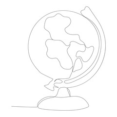 Continuous line art of Globe Geography.