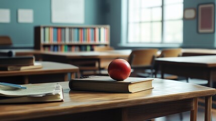 high-resolution, ultra-realistic, 4K, cinematic image of education items 