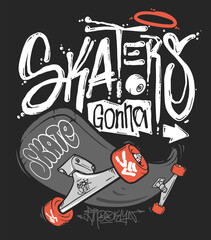 Skate board typography, t-shirt graphics, vectors design.