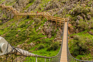 Beautiful Boardwalk in the valley in Alferce, Algarve, Portugal