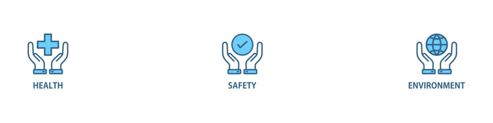 HSE banner web icon vector illustration for Health Safety Environment in the corporate occupational safety and health