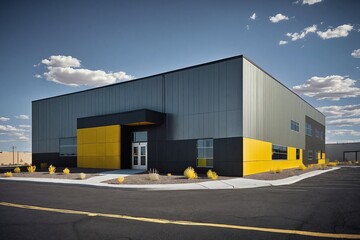 Obraz premium Modern Industrial Building with Yellow Accents