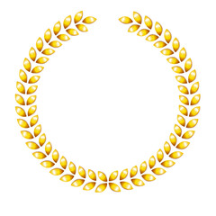 Golden laurel wreath. Vector clipart isolated on white background.