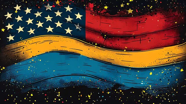 Merge of African colors with the American (USA) flag. Grunge flag for black history month, juneteenth or remembrance abolition